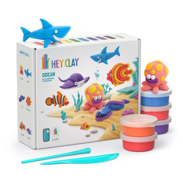 Hey Clay -  Shark, Octopus, Stingray, Series Ocean,  პლასტელინის ნაკრები