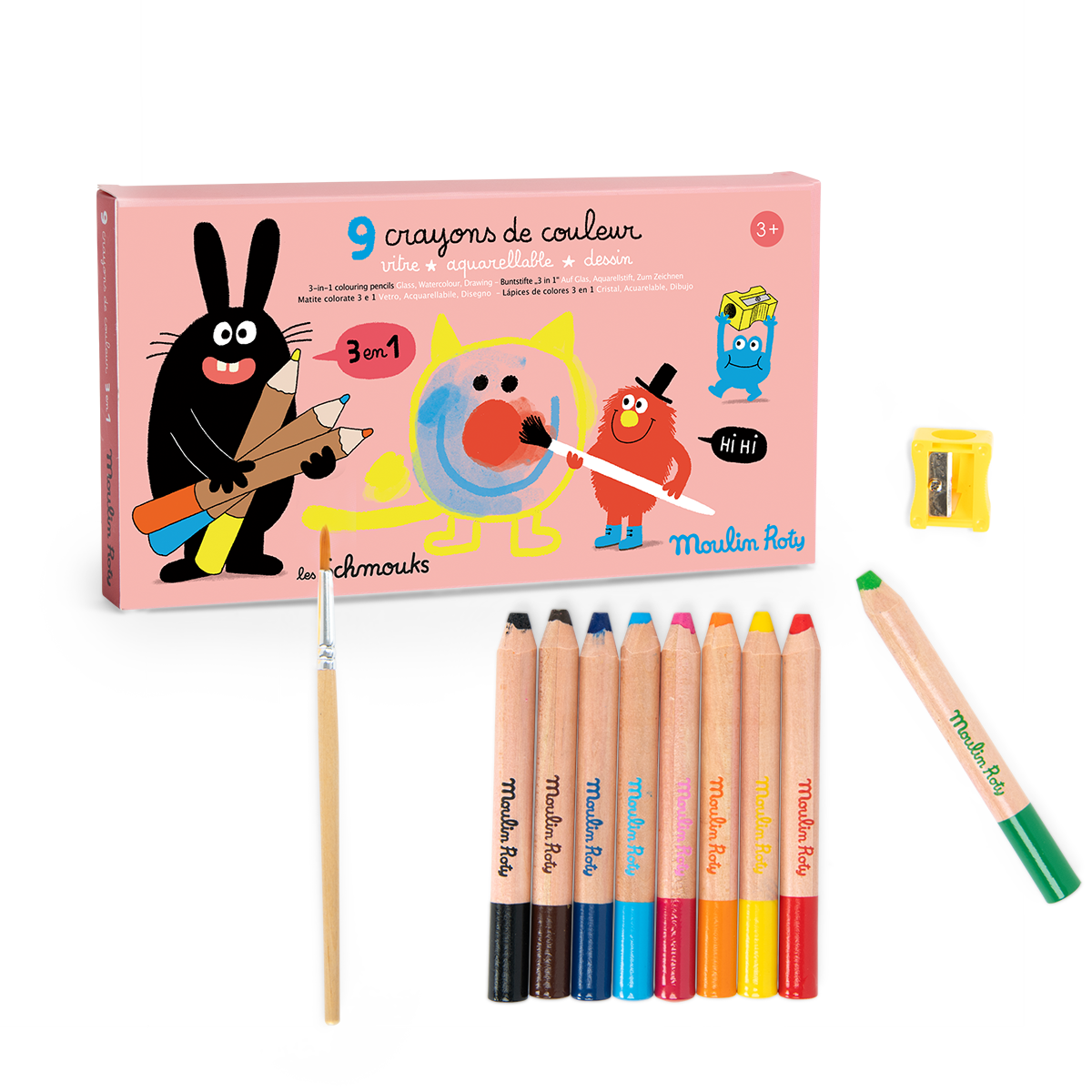 Moulin Roty - ფერადი ფანქრები 9ც, სამი ერთში, Les Schmouks - Image 3